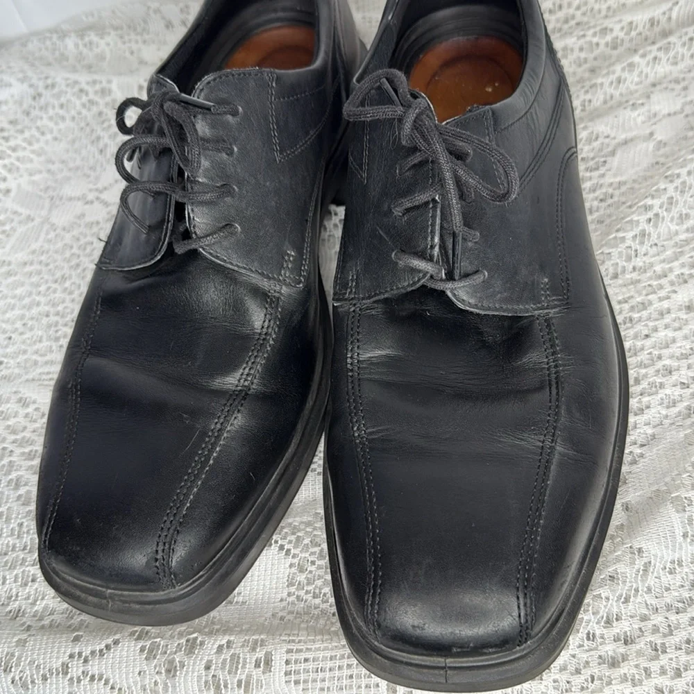 Ecco Helsinki 2 leather bike toe black derby dress shoes sz 9